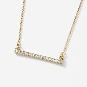 Pave' Bar Necklace, Gold